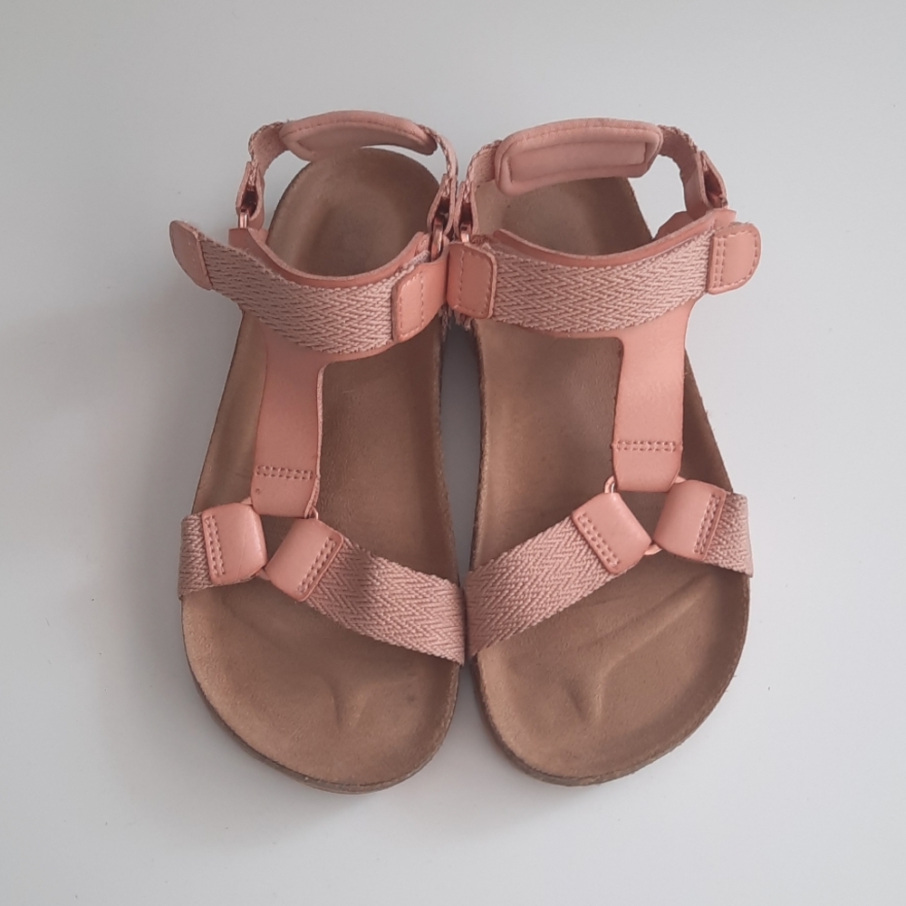 Cat & Jack Girls Blush Pink Faux Leather Sandals Size 13 EUC